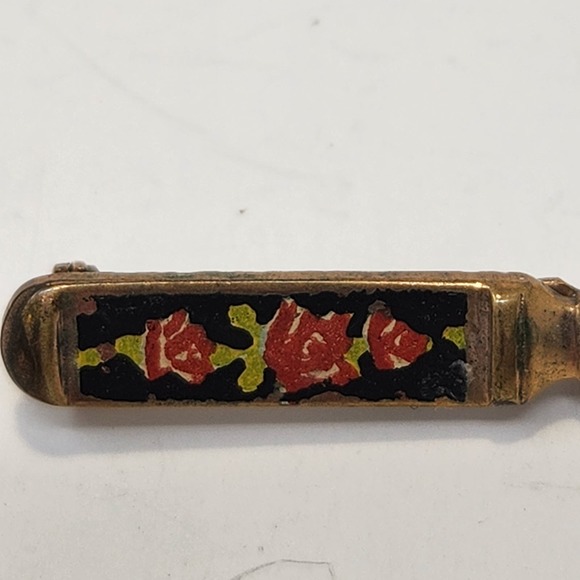 Spoon Fork Floral Enamel Handles Brooch Pin Set Vintage Costume Jewelry - Picture 6 of 7